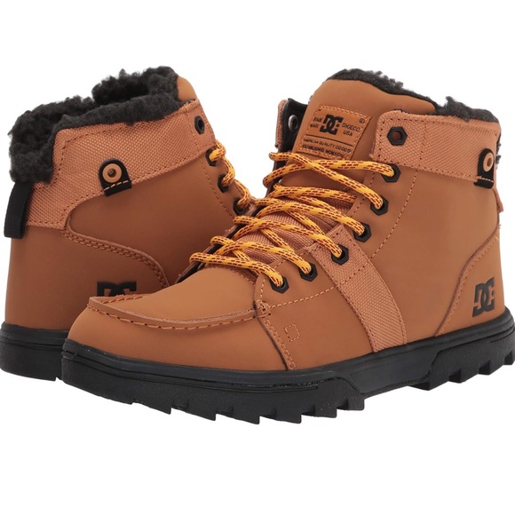 DC Other - DC Woodland Leather Lace Up Faux Fur Winter Boots Size 11 Water Resistant NEW